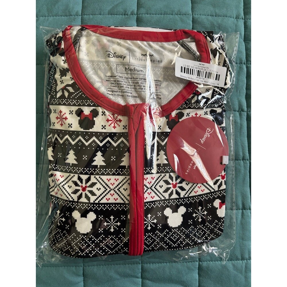 Little Sleepies Mickey Fair Isle Men’s Zippy Medium NIB
